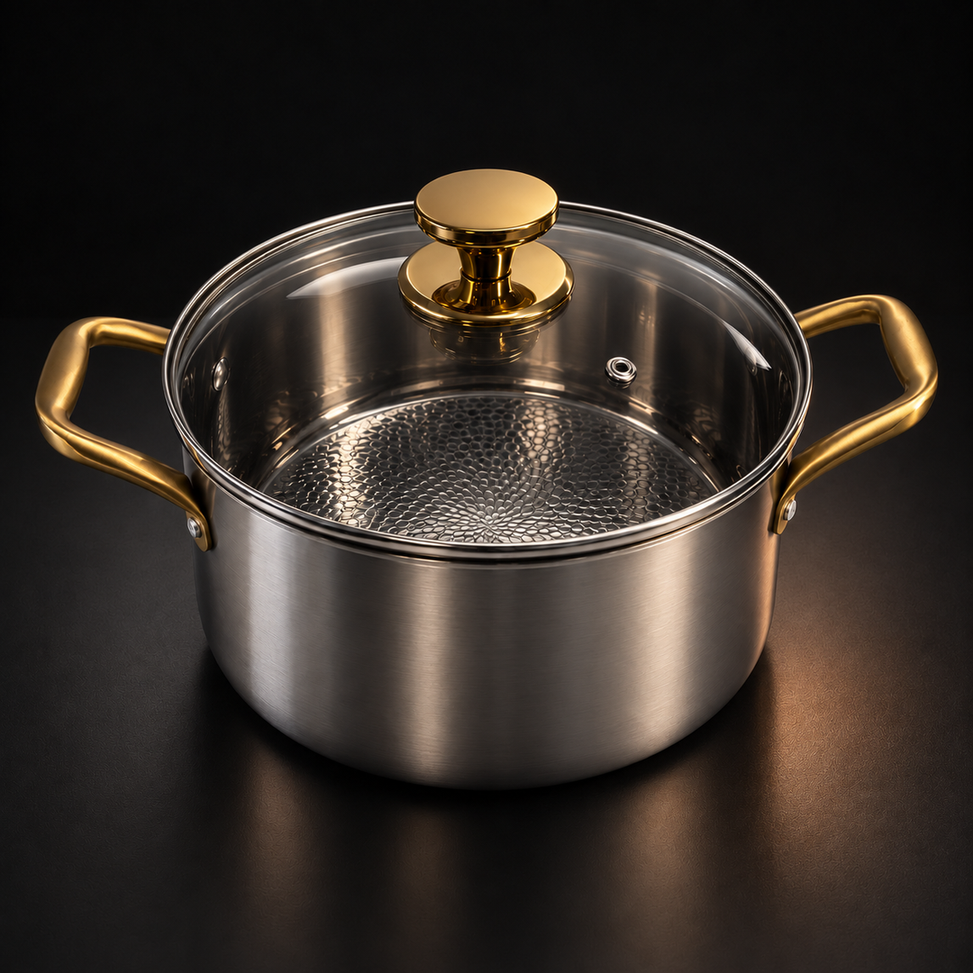 Titanium kookpan met deksel, PFAS-vrij, zonder chemische coating