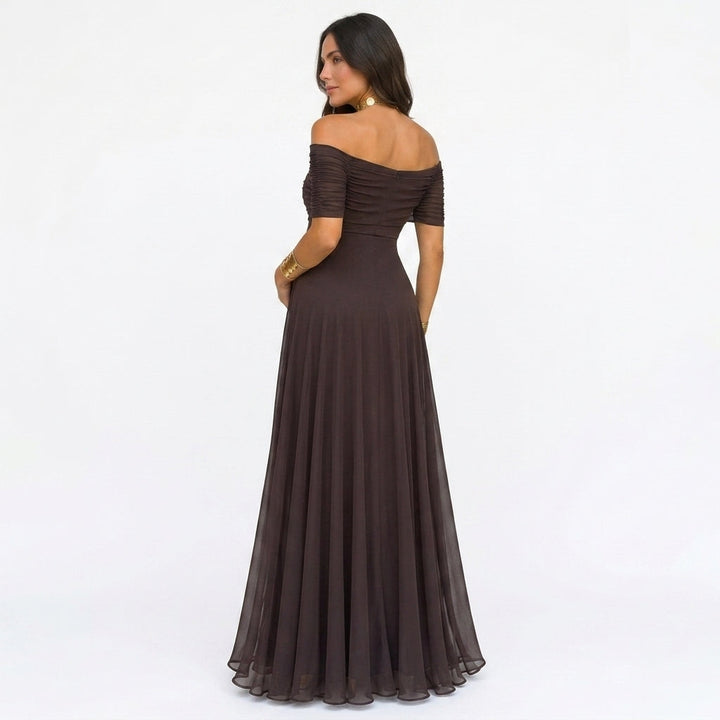 Schouderloze maxi-jurk met bloemenprint voor tijdens de zwangerschap, voor babyshowers en fotoshoots