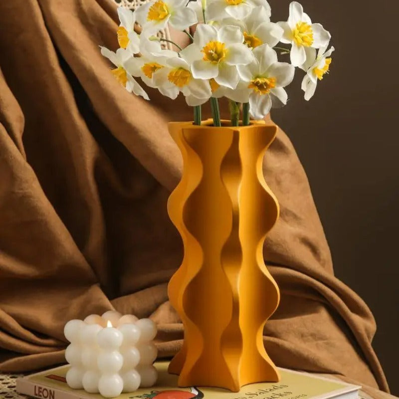 ModernVibe - Geometrische Keramische Bloemenvaas Voor Stijlvolle Woondecoratie