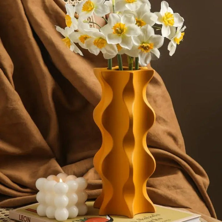ModernVibe - Geometrische Keramische Bloemenvaas Voor Stijlvolle Woondecoratie