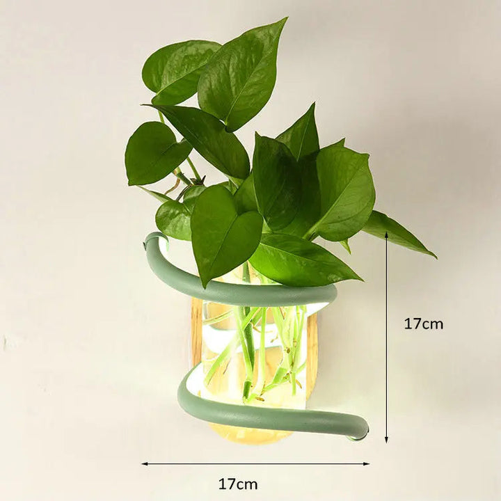 LumiVase - Scandinavische Houten LED Wandlamp met Vaas voor Sfeervolle Decoratie