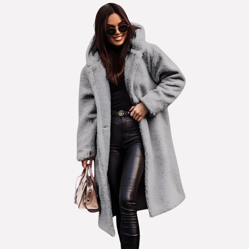 Dames Hooded Coat met Knopsluiting