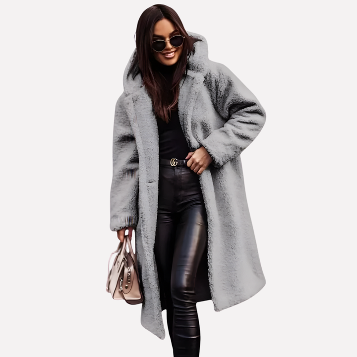 Dames Hooded Coat met Knopsluiting