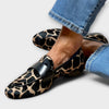 Loafer met luipaardmotief en contrastafwerking | Gestructureerde instapschoen