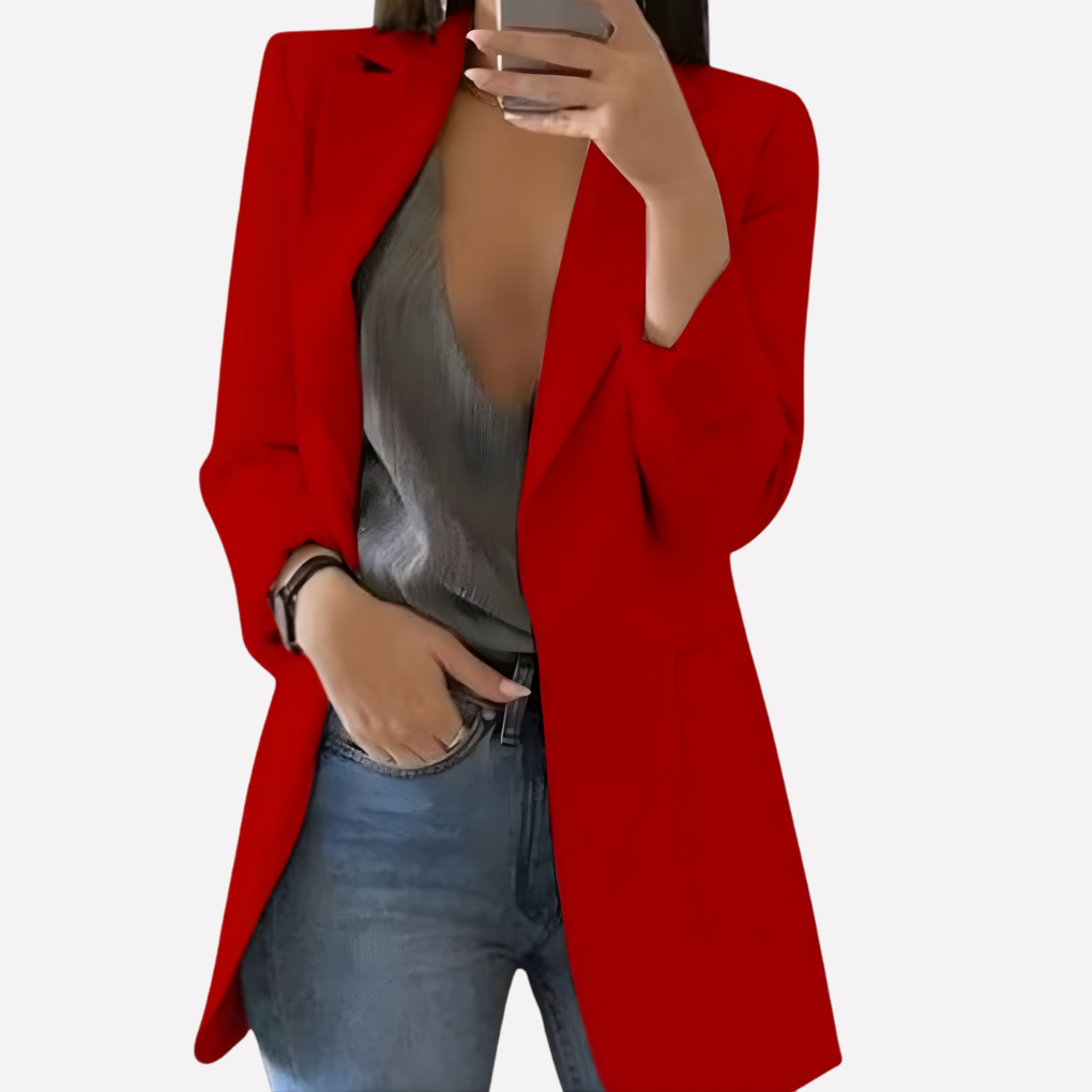 Dames Blazer met Voorzak – Gestructureerde Dagelijkse Laag