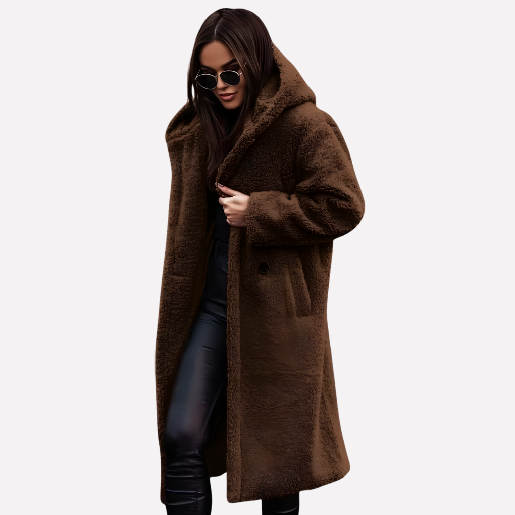 Dames Hooded Coat met Knopsluiting