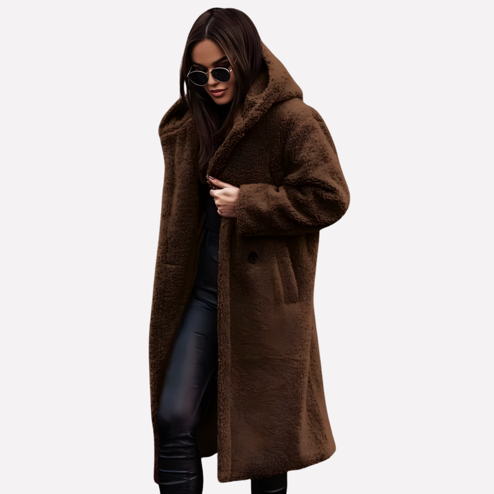 Dames Hooded Coat met Knopsluiting
