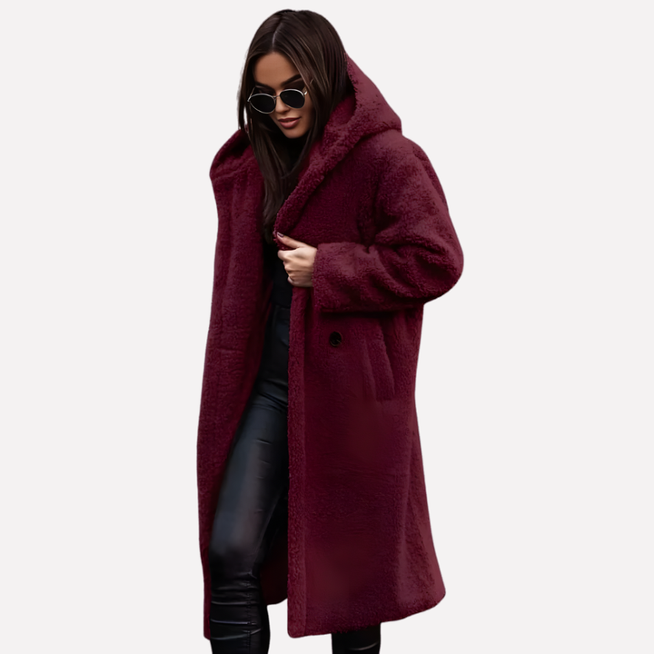 Dames Hooded Coat met Knopsluiting