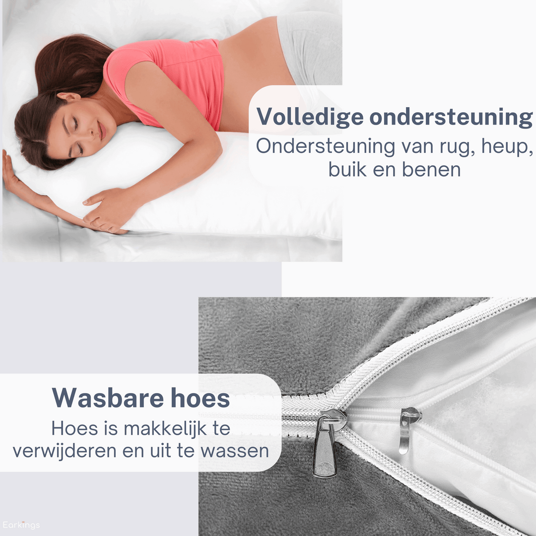ComfortNest Zwangerschaps- en Zijslaapkussen – Extra Ondersteuning voor Mama en Baby