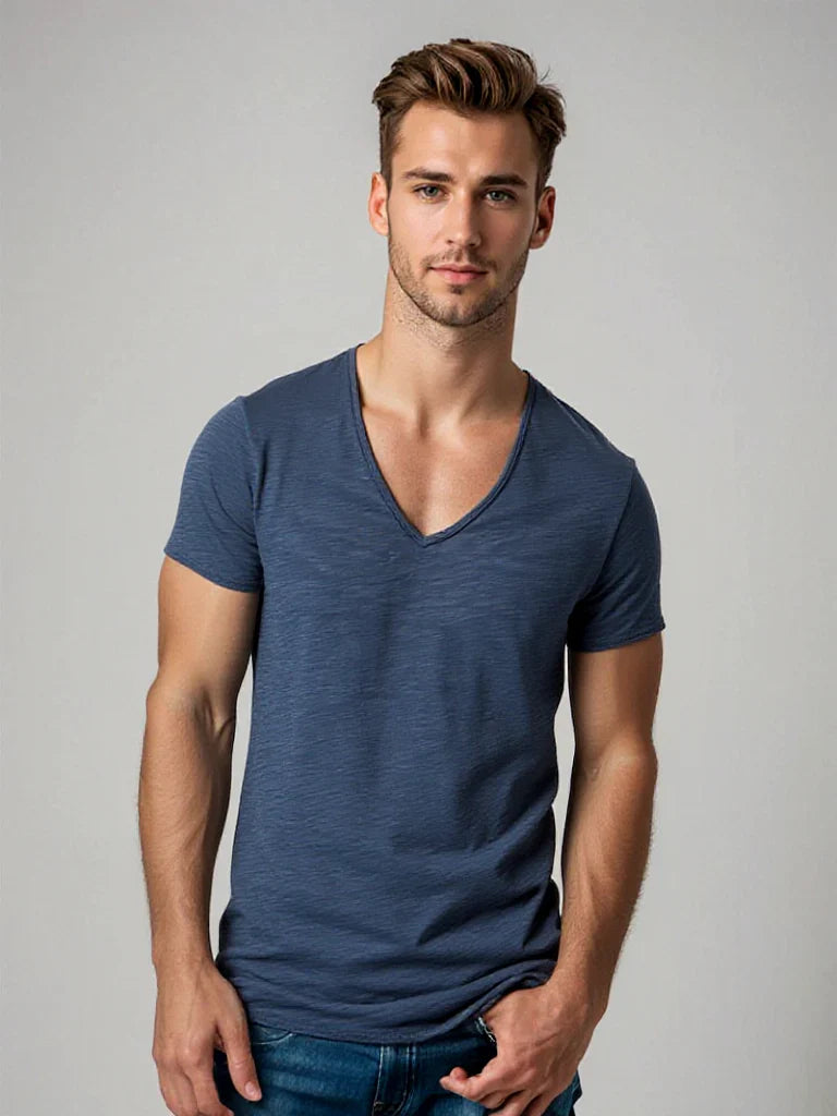 T-shirt voor heren met V-hals