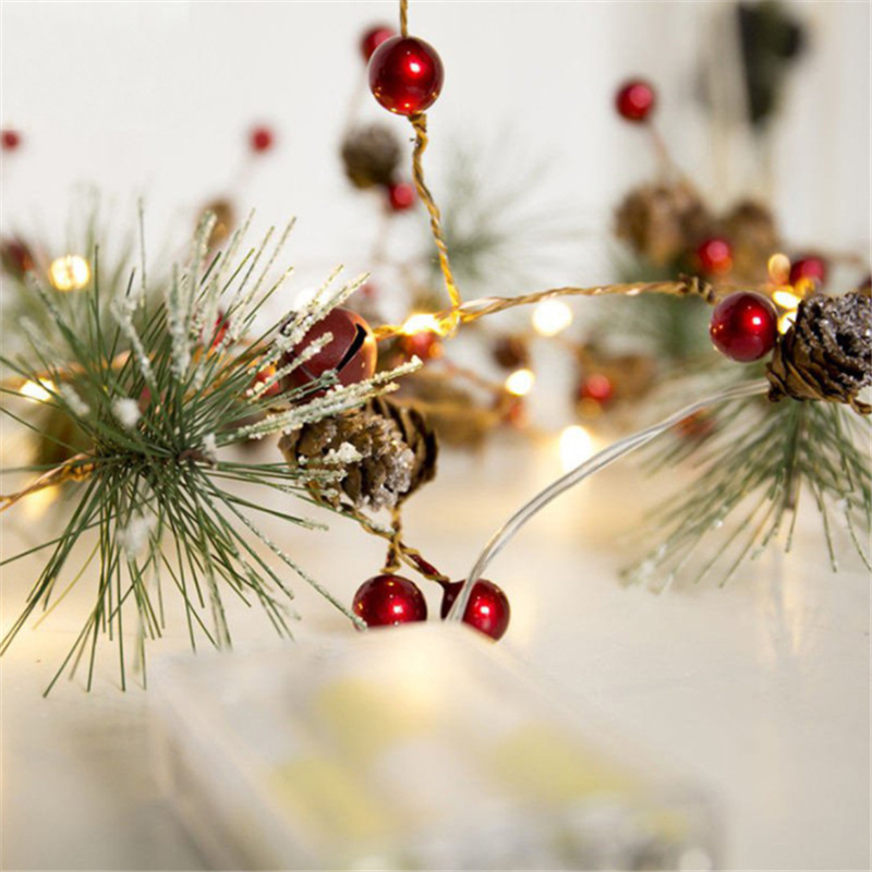 Lichtsnoer met dennenappels of sterren, 2 m met 20 warm witte leds