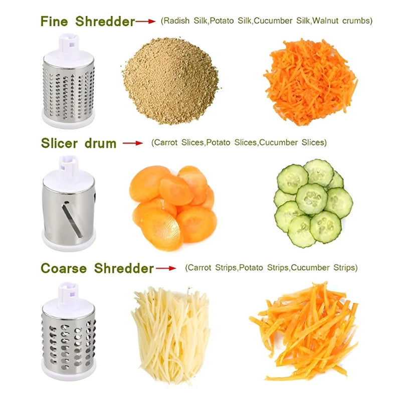 SliceMate - Compacte 3-in-1 Groentesnijder Voor Snijden, Rasp & Hak Gemak