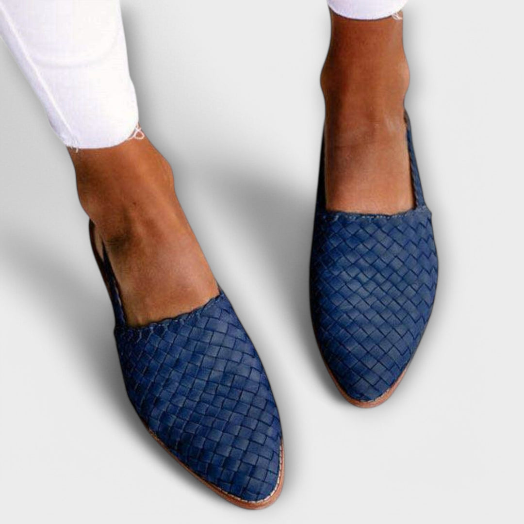 Gevlochten leren mocassins voor dames