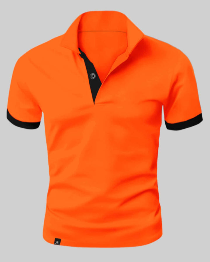 Oranje Polo Shirt met Contrasterende Afwerking voor Heren