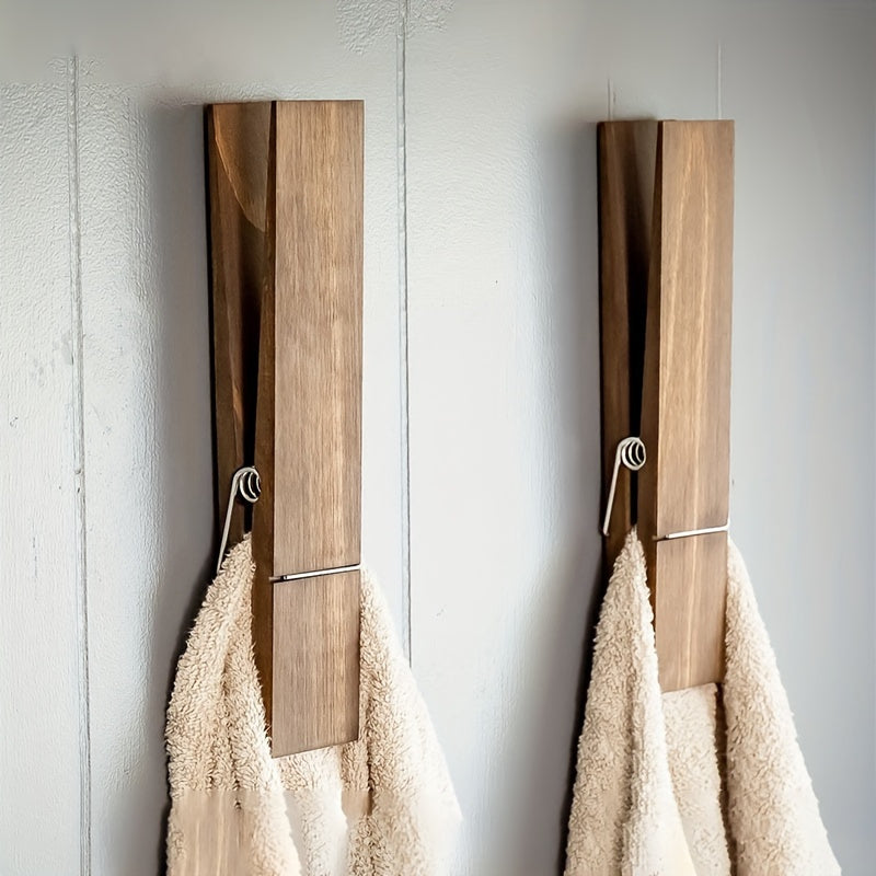 Houten Handdoekhouder – Wandgemonteerde Oplossing voor Badkamer of Wasruimte