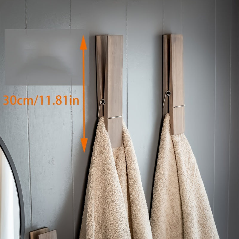 Houten Handdoekhouder – Wandgemonteerde Oplossing voor Badkamer of Wasruimte