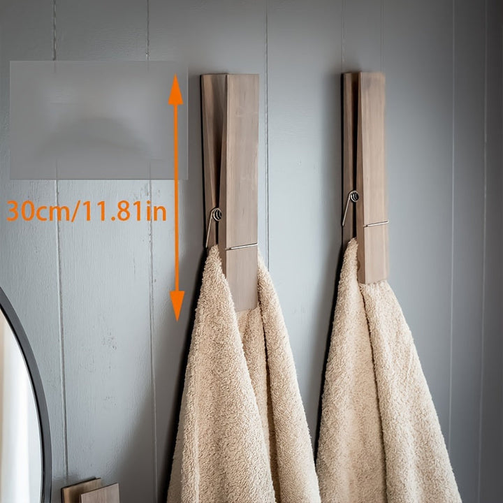Houten Handdoekhouder – Wandgemonteerde Oplossing voor Badkamer of Wasruimte