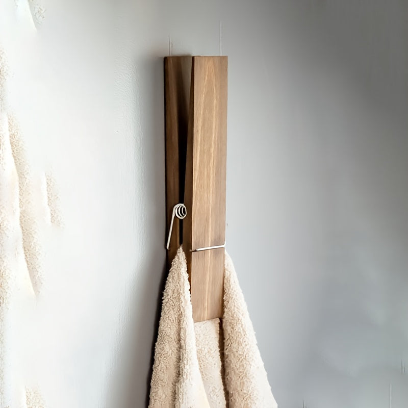 Houten Handdoekhouder – Wandgemonteerde Oplossing voor Badkamer of Wasruimte