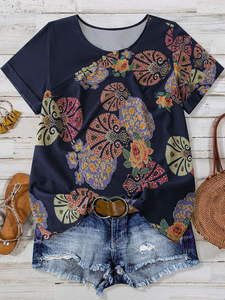 Rosana – Stijlvol Shirt met Korte Mouwen en Bloemenpatroon