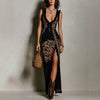Boho maxi-jurk voor dames met digitale print en hoge split