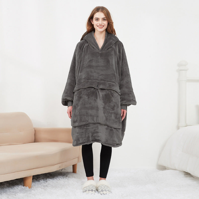 Verwarmde oversized hoodie-deken van sherpa met 3 standen
