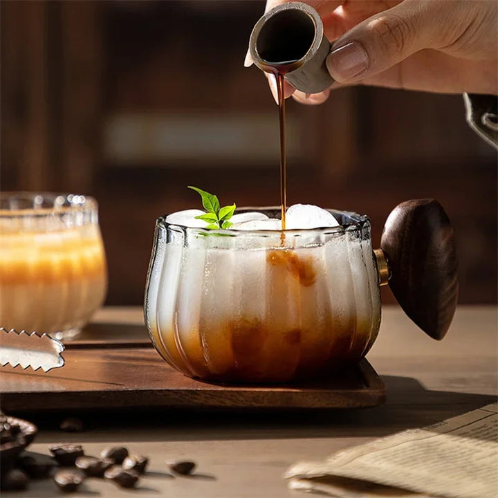 BrewCraft - Glazen Mok Met Houten Handvat Voor Koffie En Thee