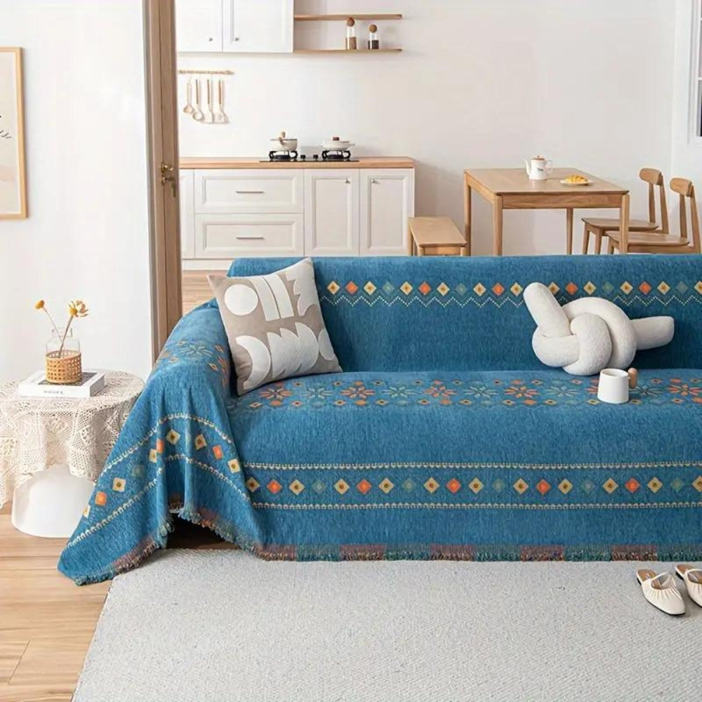 Boho bankhoes, stijlvol ontwerp met kwastjes en antislipbescherming