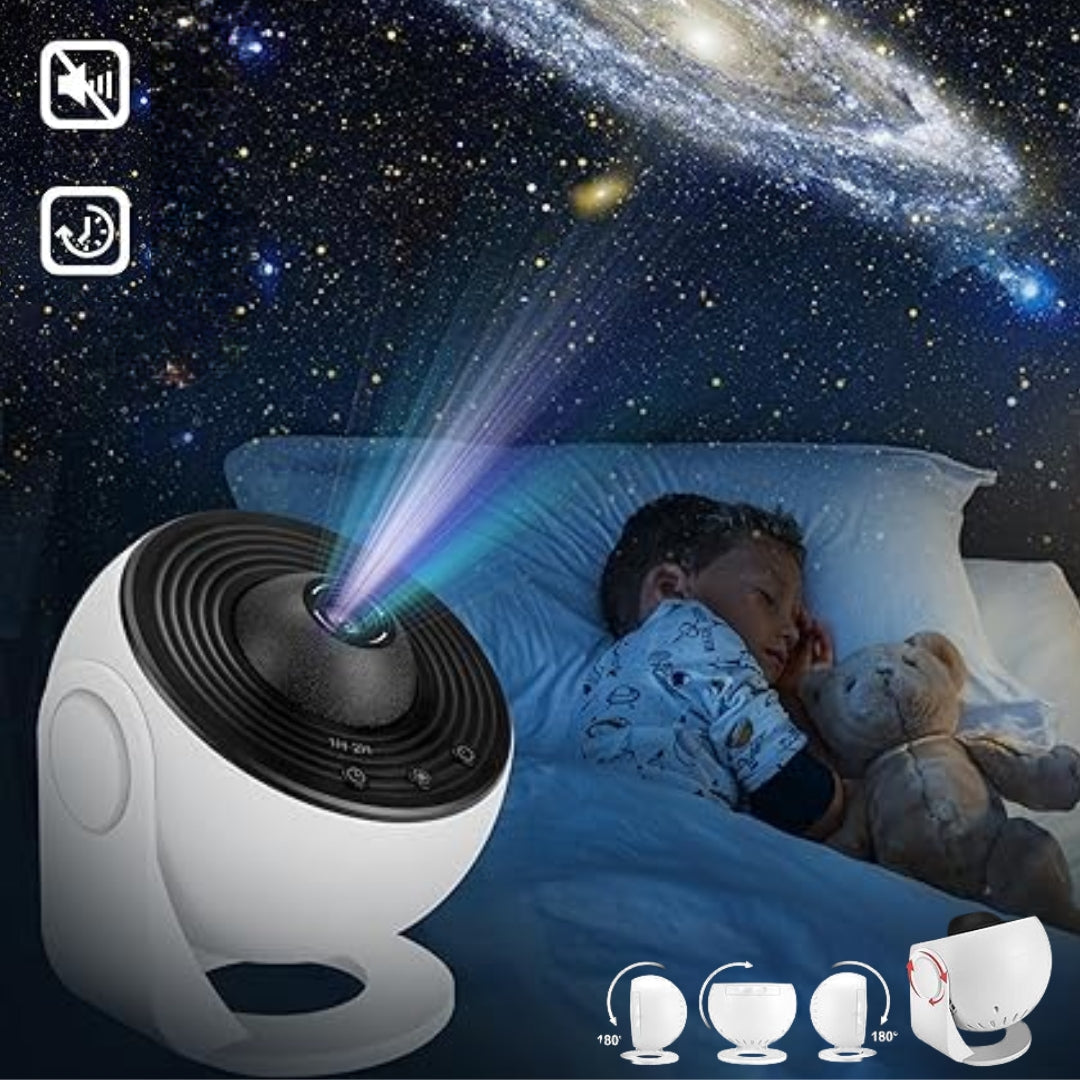 Galaxy-sterrenprojector met 360° rotatie en scèneschijven