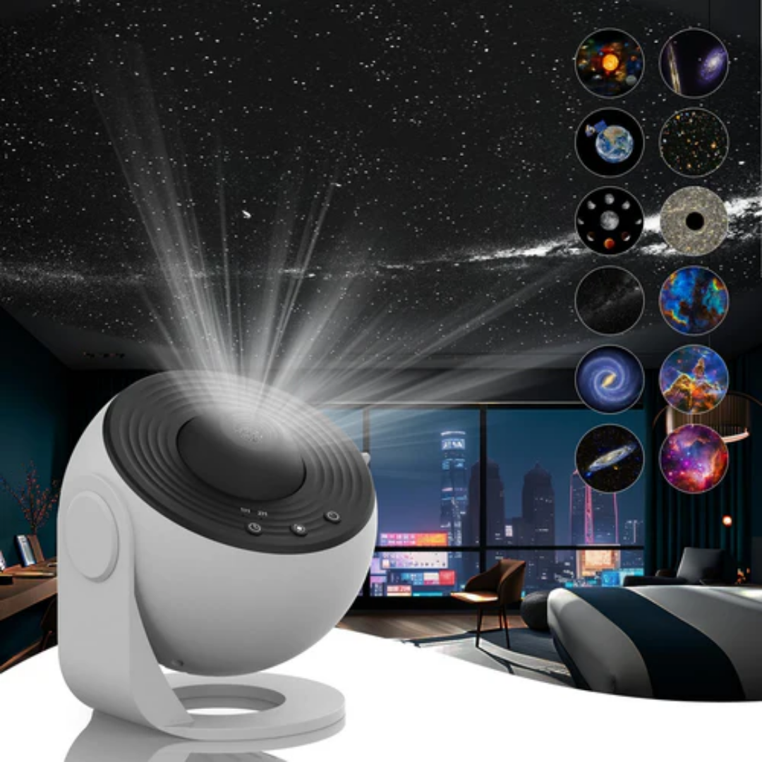 Galaxy-sterrenprojector met 360° rotatie en scèneschijven