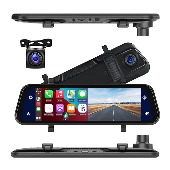 Ultra HD Spiegel Dashcam met Draadloze CarPlay & Android Auto