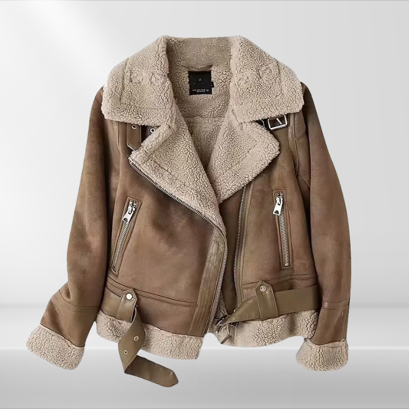 Dames sherpa bomberjack van fleece met rits – Amira