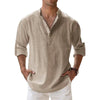 Linnen henley-shirt voor heren, los bovenstuk met knoopsluiting voor de zomer