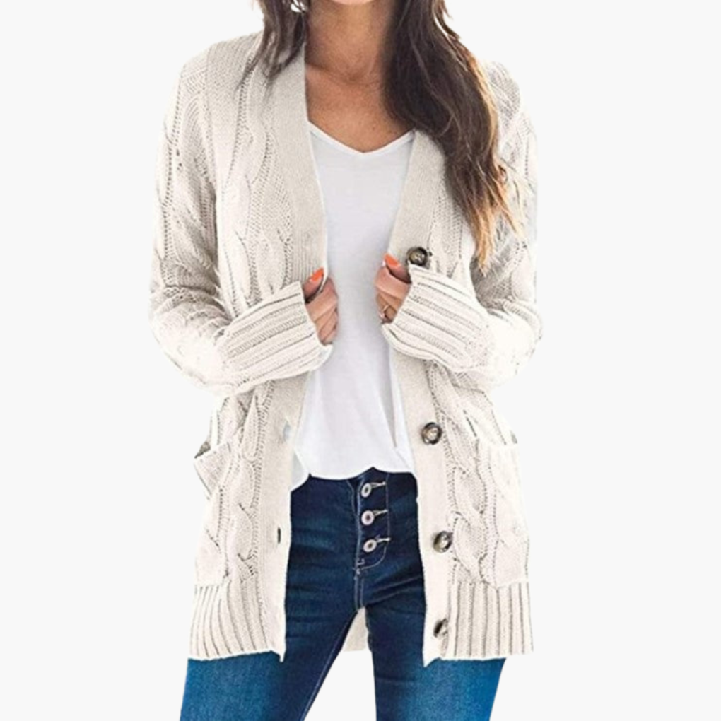 Dames Cardigan met Knopen en Zakken