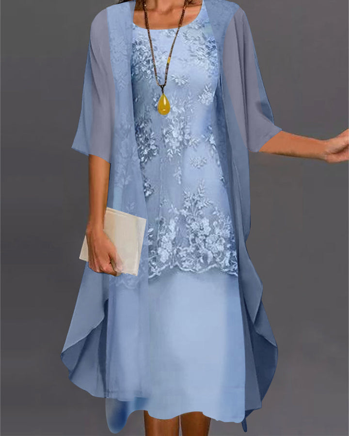 Tweedelige chiffon jurk - elegante set