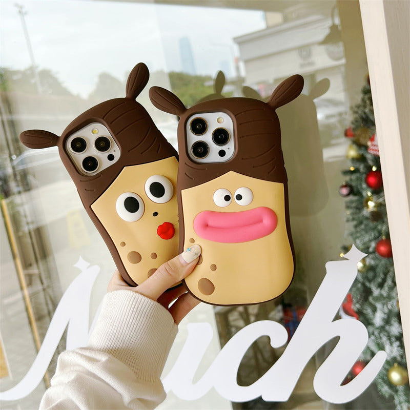 Schattig kikker-cartoon telefoonhoesje – speels 3D-ontwerp