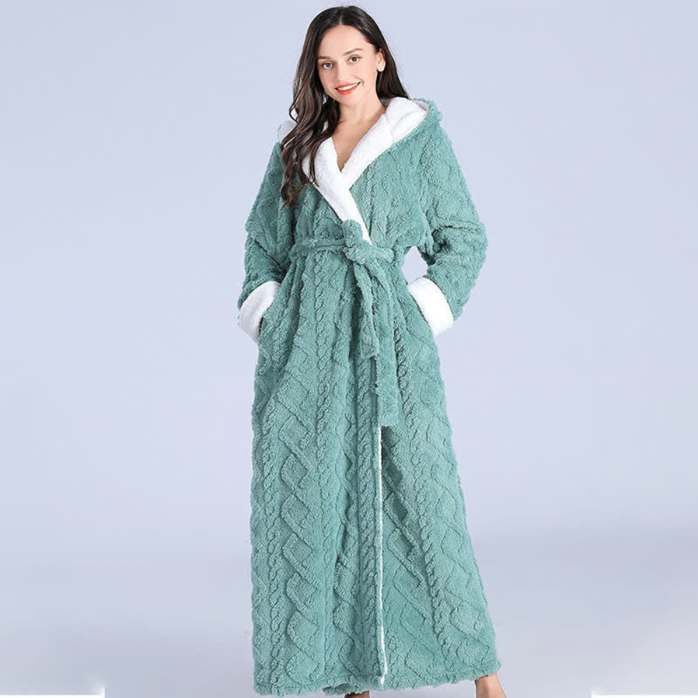 Warme badjas met capuchon, winddichte pluche ochtendjas voor comfort thuis
