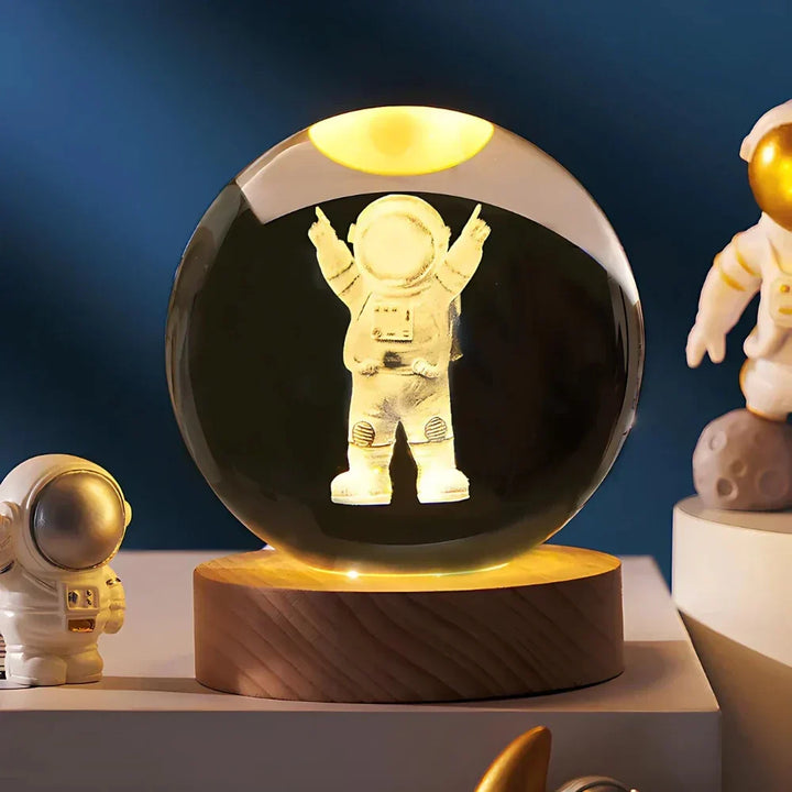 LED-kristallen bol nachtlampje, kosmisch 3D-planetendisplay