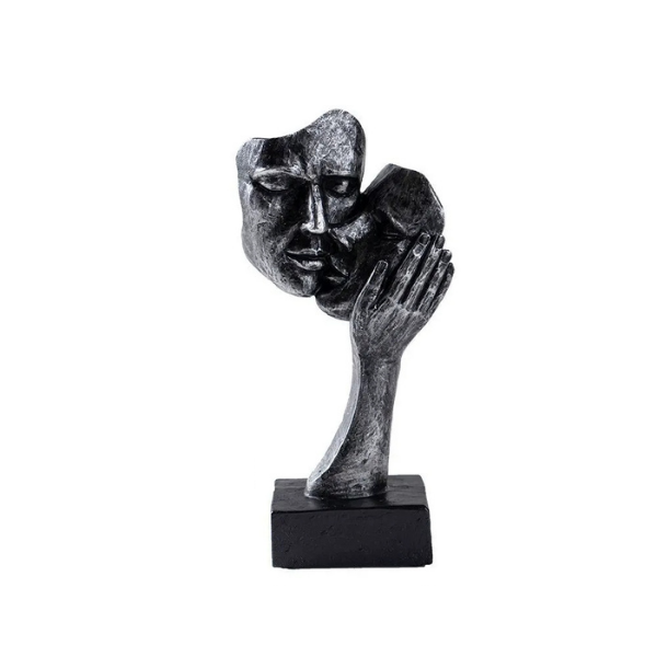 Abstracte kunstsculptuur, hedendaags beeld van een stel voor in huis