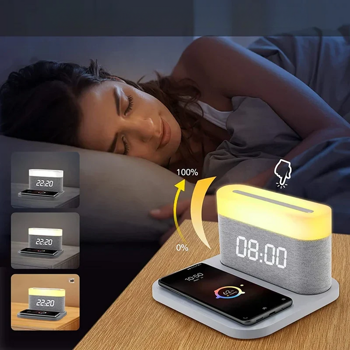 ChargeMaster - Draadloze Oplader 15W met Wekker en Nachtlampje