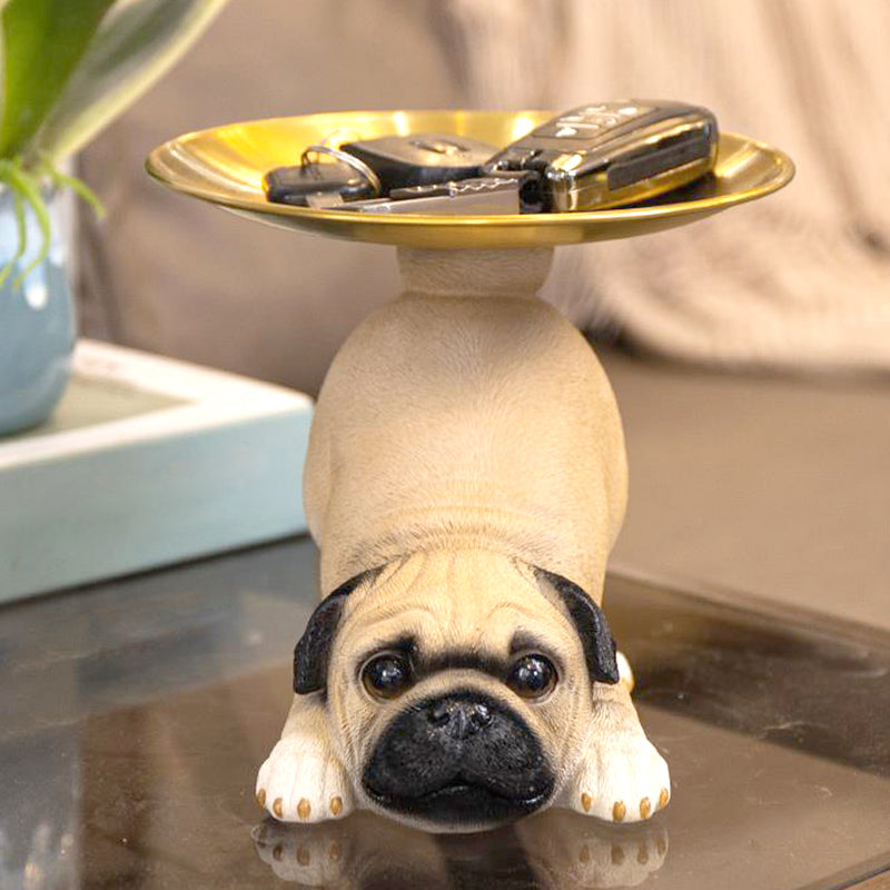 PetBuddy - Decoratieve Hond Standbeeld Met Dienblad Voor Sleutels & Accessoires