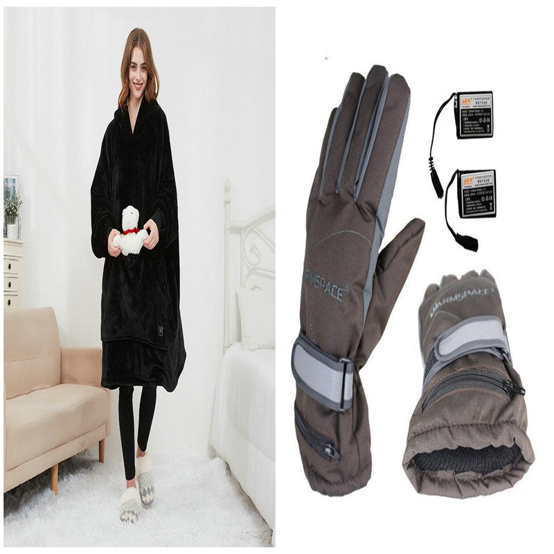 Verwarmde oversized hoodie-deken van sherpa met 3 standen