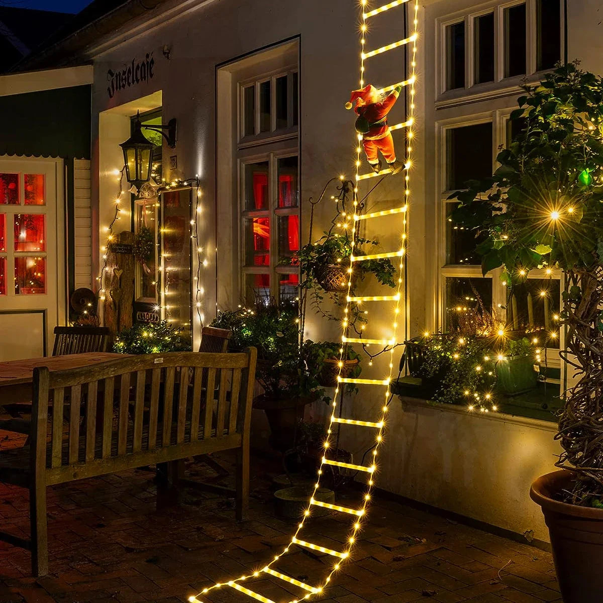 HolidayBright - LED Kerstladder met Santa Decoratie voor Buiten - 3 Meter