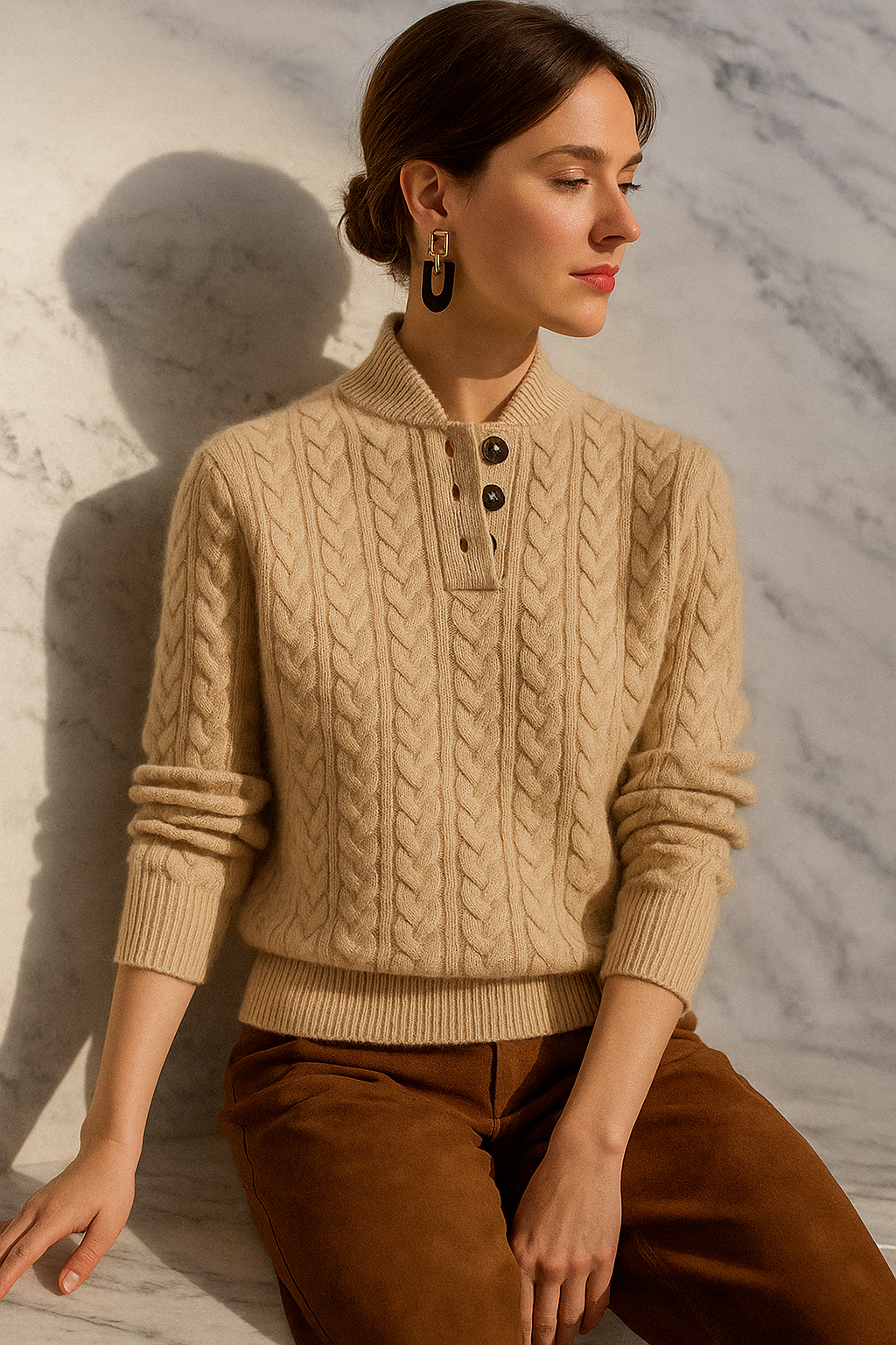 Arden kasjmier vest met knopen