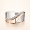 Vintage rosegouden en zilveren ring met zirkonia