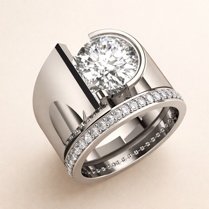 Stralende zilveren ring met zirkonia