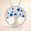 Elegante hanger van wit goud met saffier en levensboom