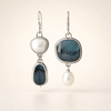 Elegante oorbellen met blauwe steen en parel