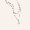 Elegante zilveren ketting met parels