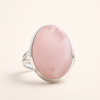 Elegante ring van rozenkwarts in sterling zilver
