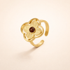 Zilveren ring met tigeroog en delicate bloemenmotieven